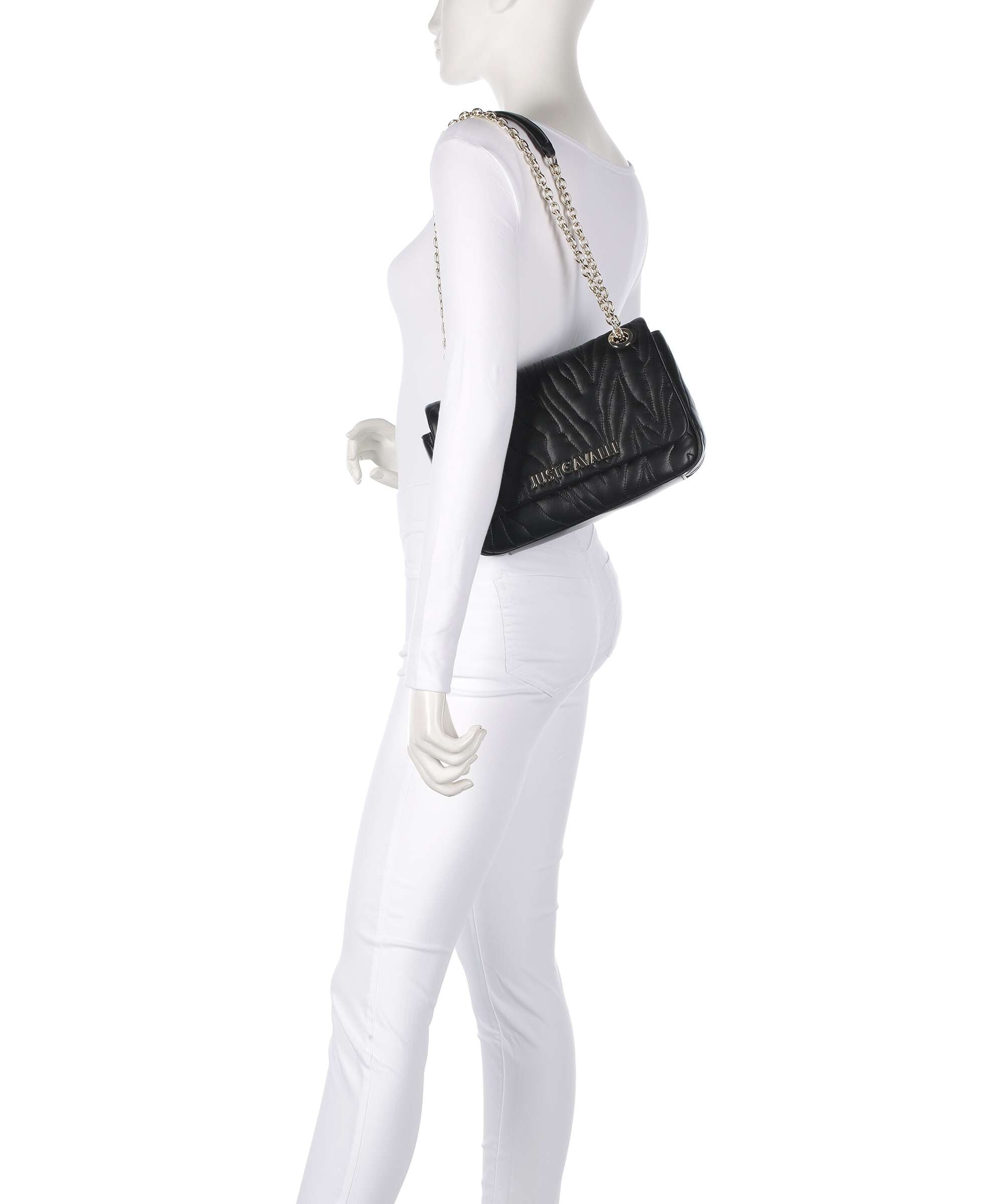 Just Cavalli Quilted Zebra Shoulder bag black