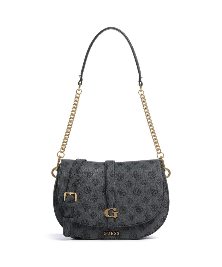 Guess Kuba Shoulder bag charcoal logo