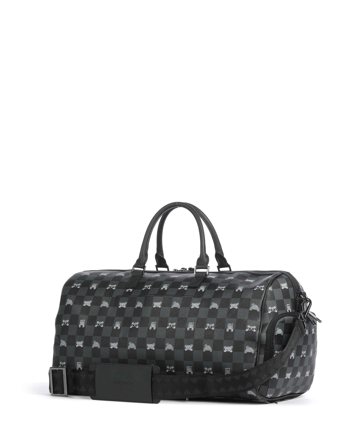 Sprayground Gray Peeking Character Check Weekend bag black