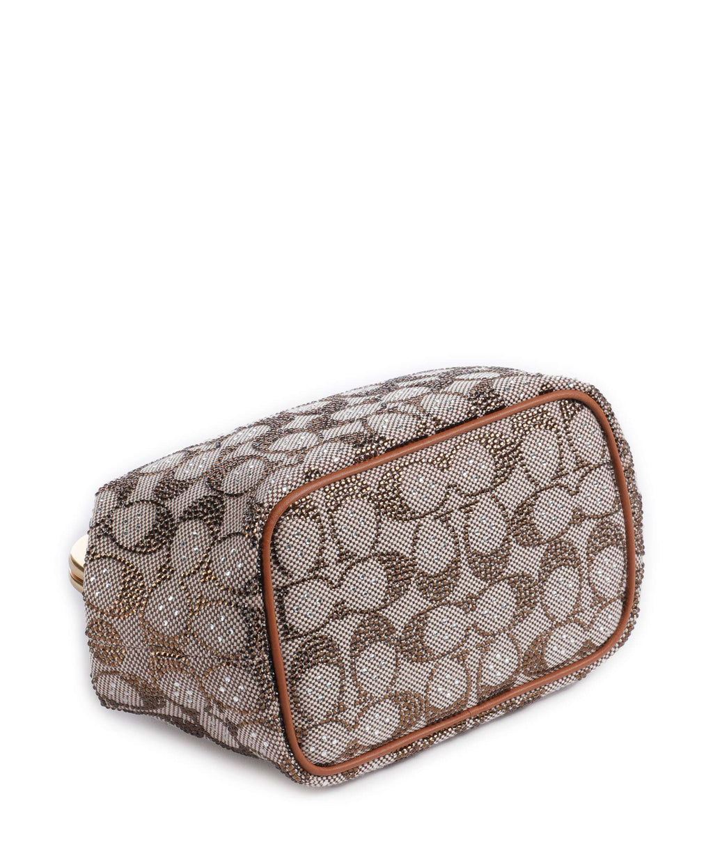 Coach Kisslock Frame Crystal Signature Jacquard Handbag burnished amber