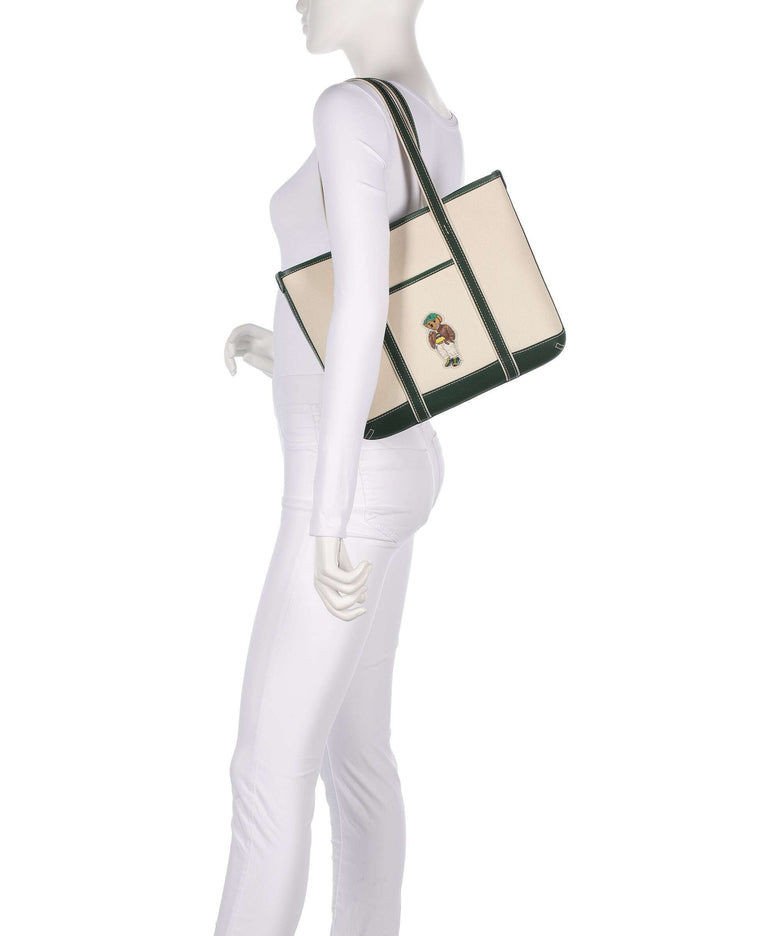 Polo Ralph Lauren Bear Fall Tote bag ecru/northwest pine