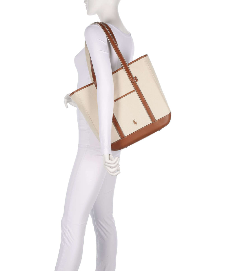 Polo Ralph Lauren Canvas Medium Tote bag ecru/cuoio