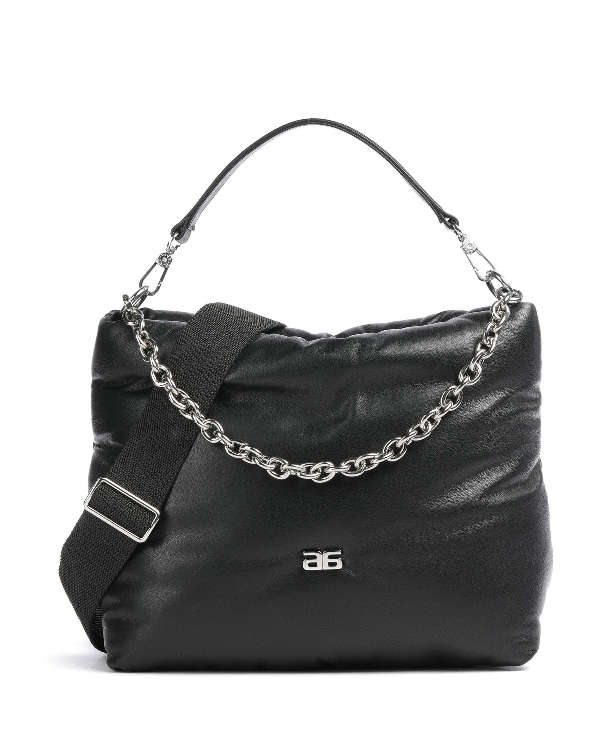 Abro Piuma Lucido Puffer Hobo bag black/nickel