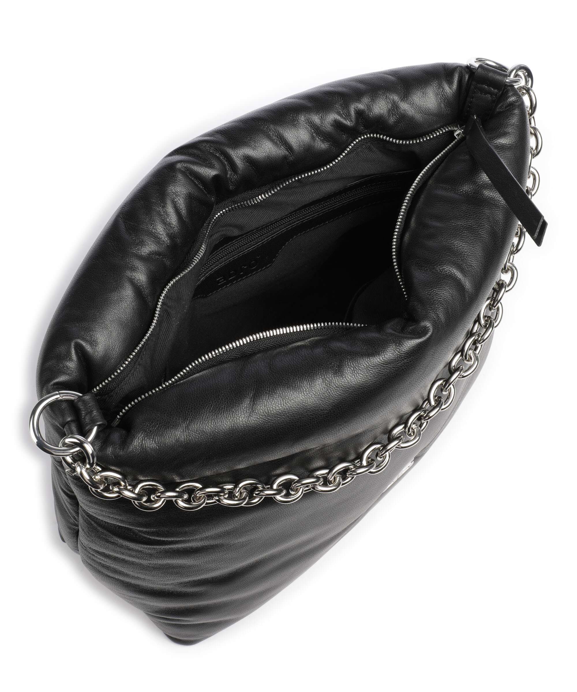 Abro Piuma Lucido Puffer Hobo bag black/nickel