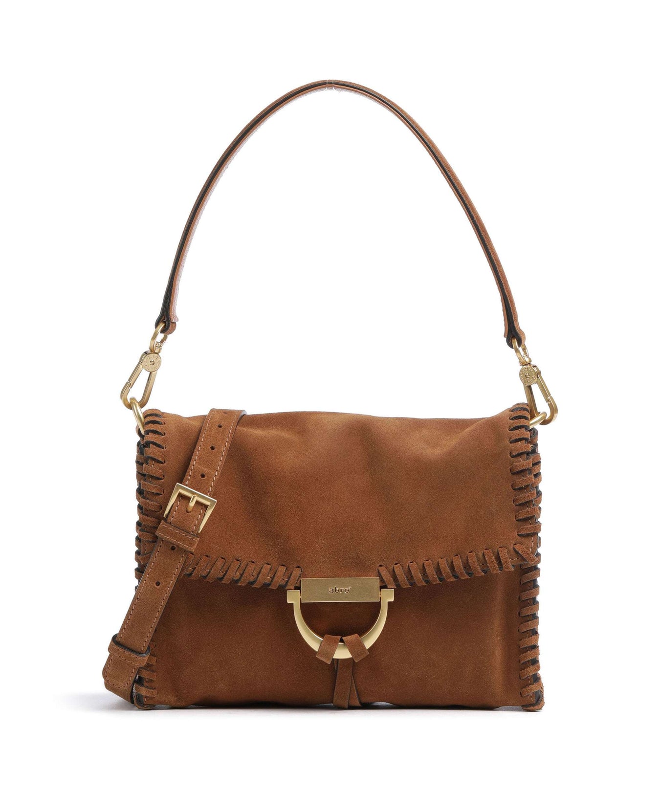 Abro Suede Temi Stitch Shoulder bag cuoio