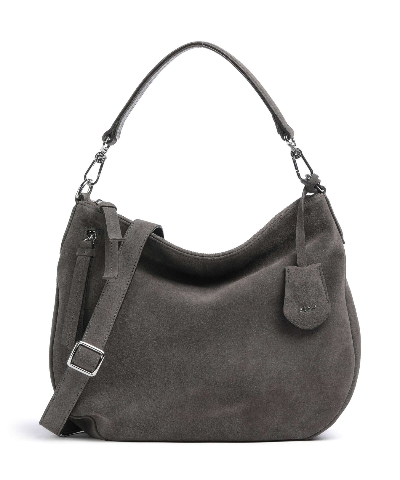 Abro Suede Juna Small Hobo bag grey