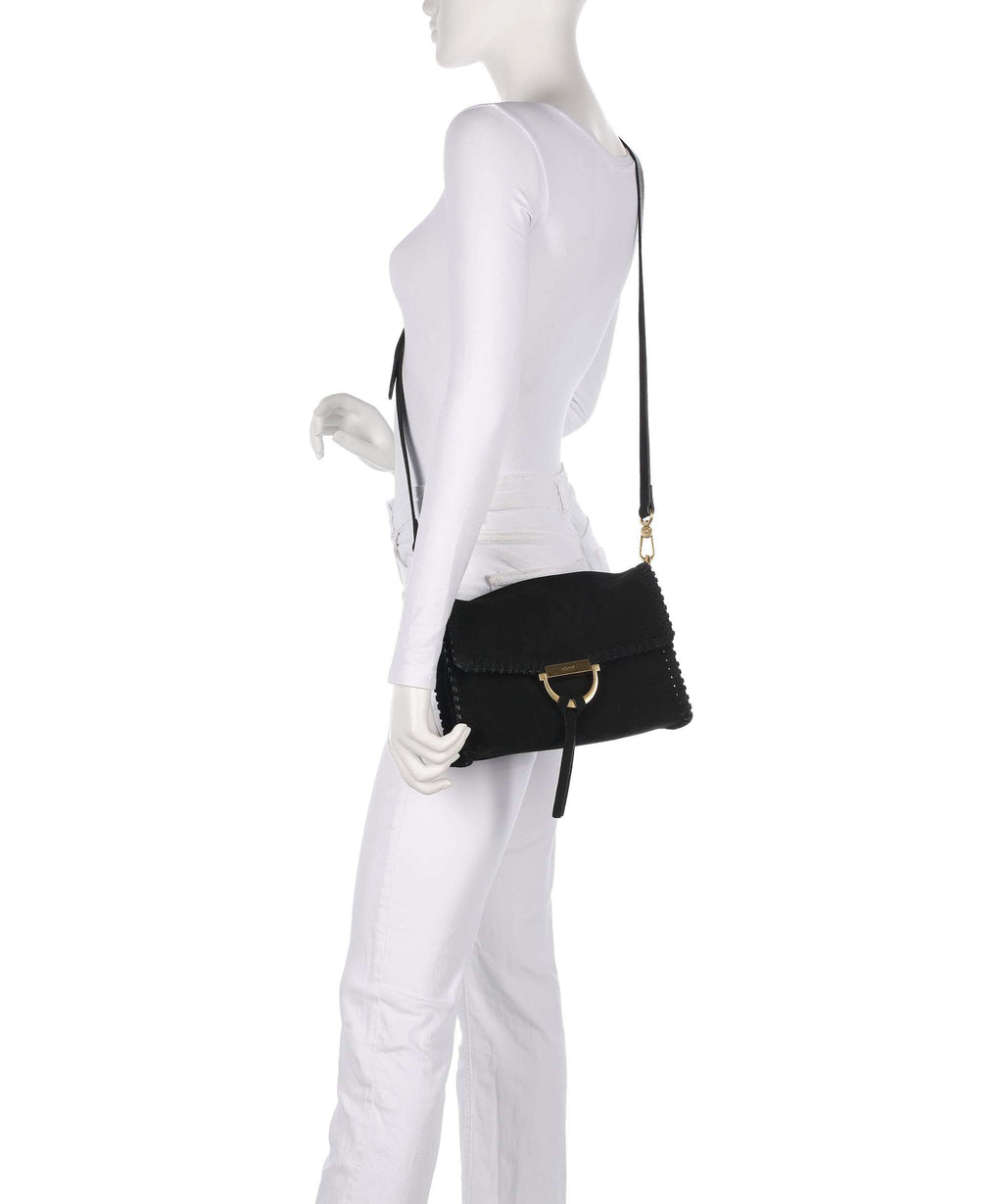 Abro Suede Temi Stitch Shoulder bag black/gold