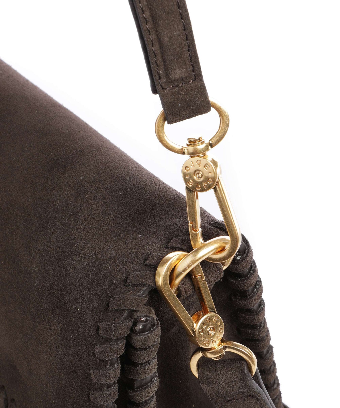 Abro Suede Temi Stitch Shoulder bag dark brown