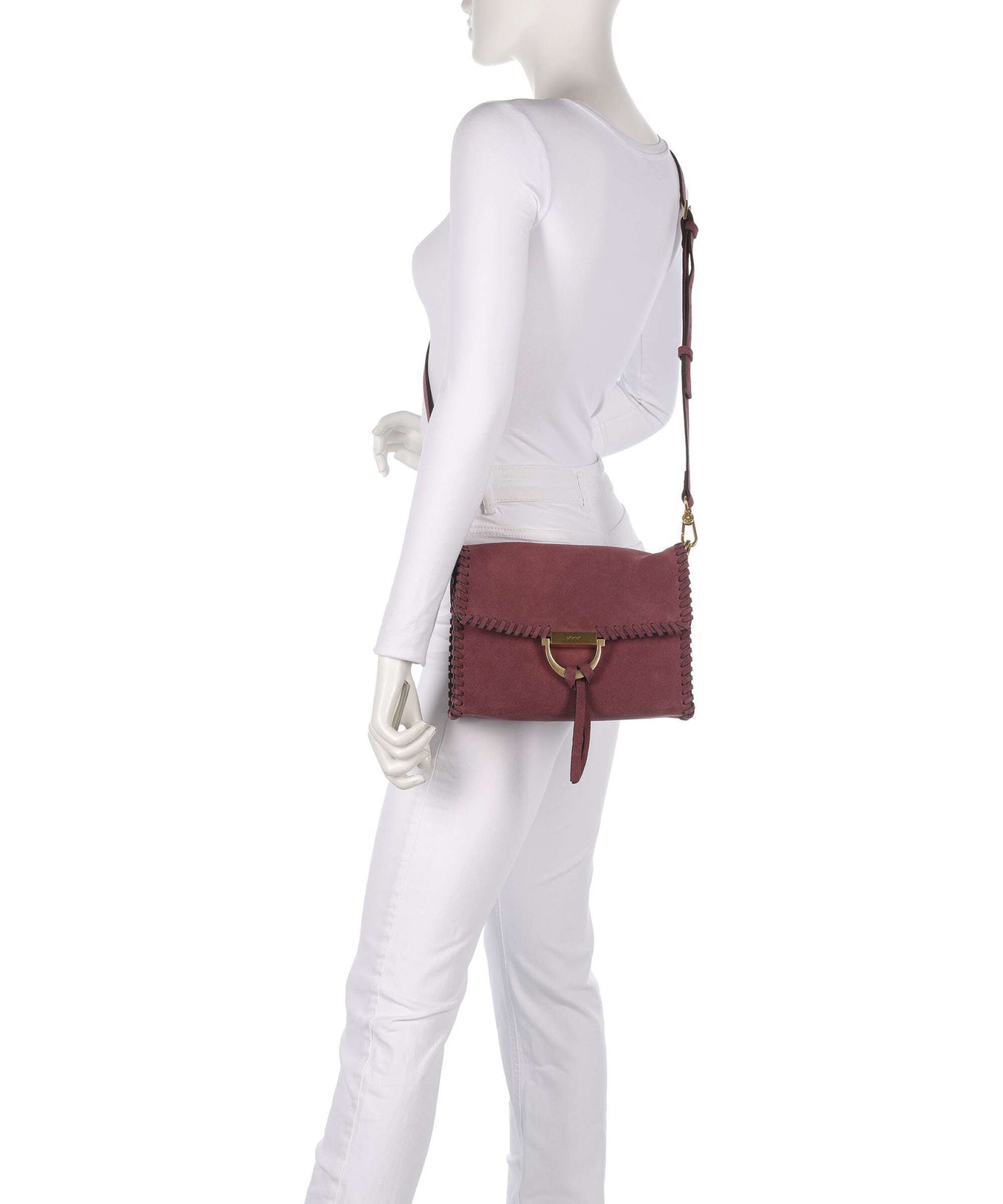 Abro Suede Temi Stitch Shoulder bag bordeaux