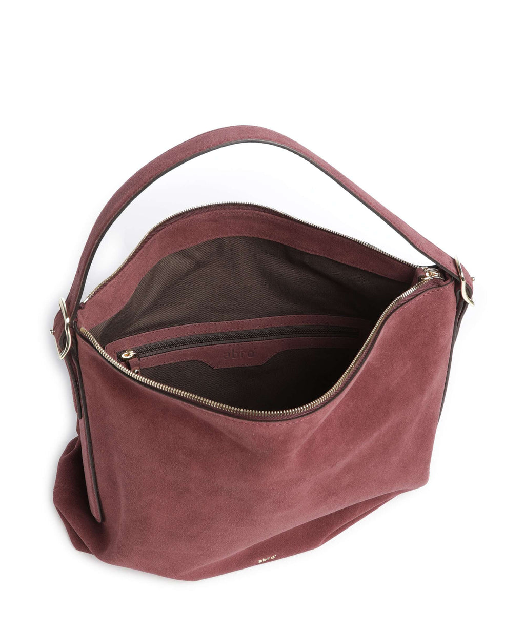Abro Suede Carina Hobo bag bordeaux