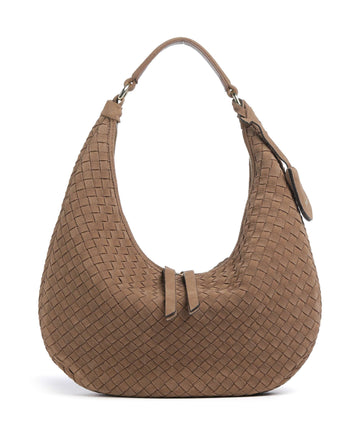Abro Suede Weaving Nana Small Hobo väska camel