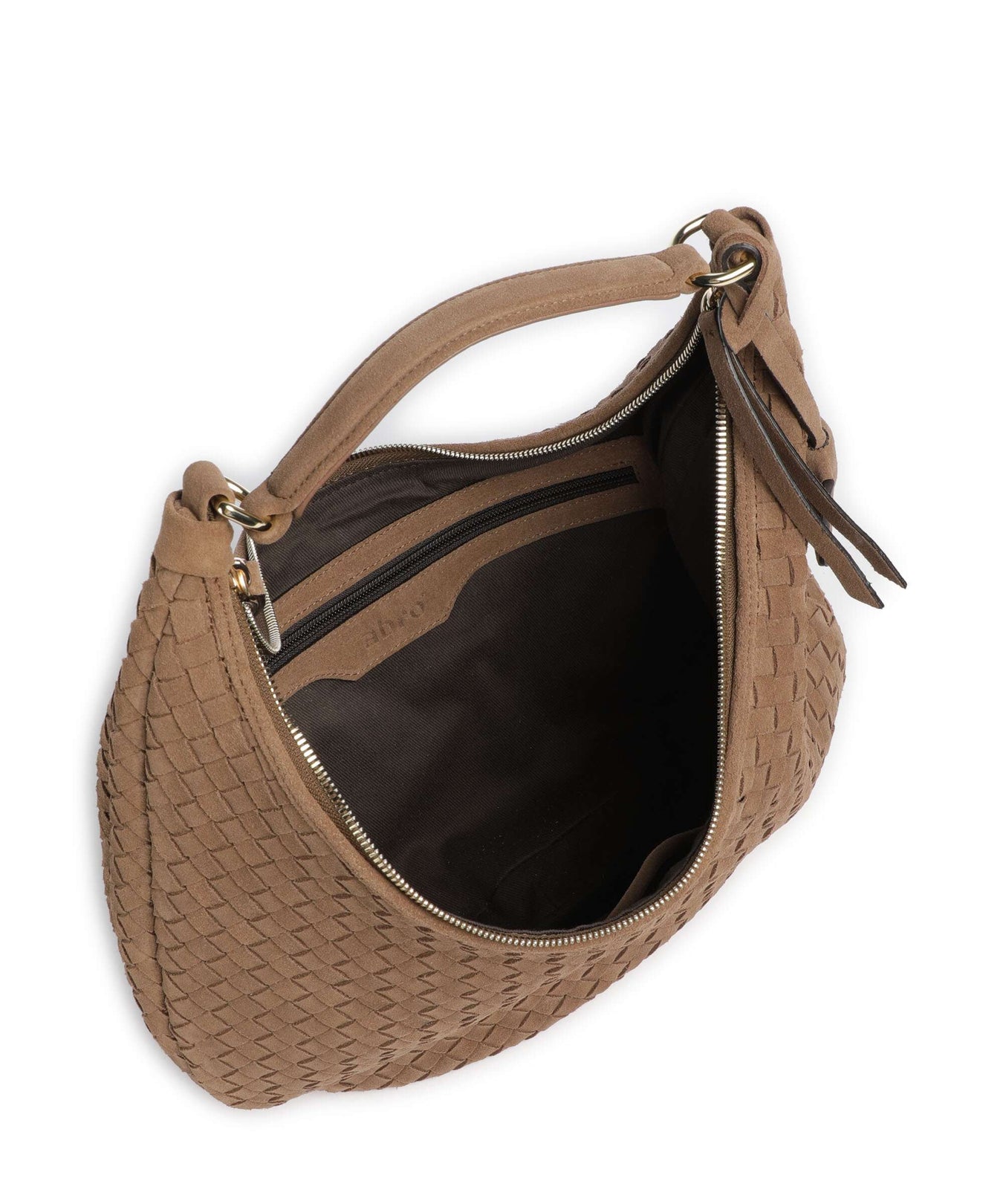 Abro Suede Weaving Nana Small Hobo bag camel
