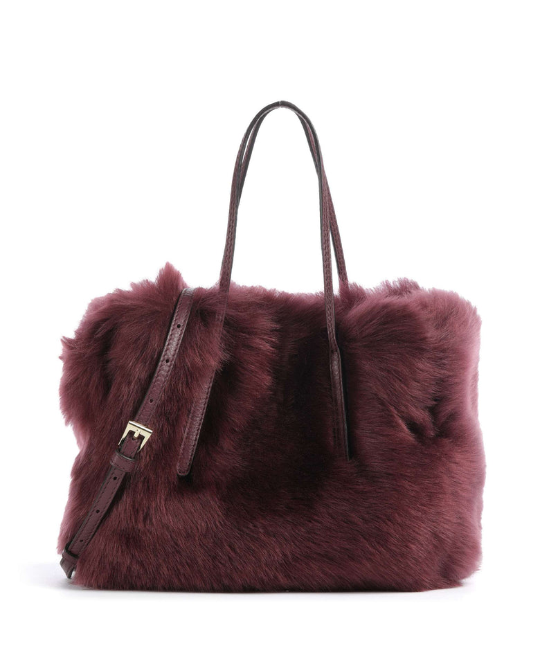 Abro Shearling Noelle Handbag bordeaux