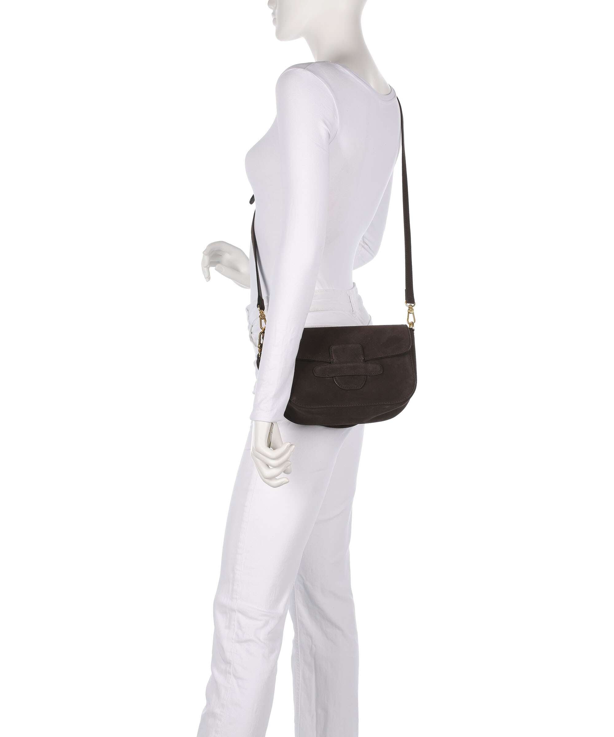 Abro Suede Camilla Shoulder bag dark brown