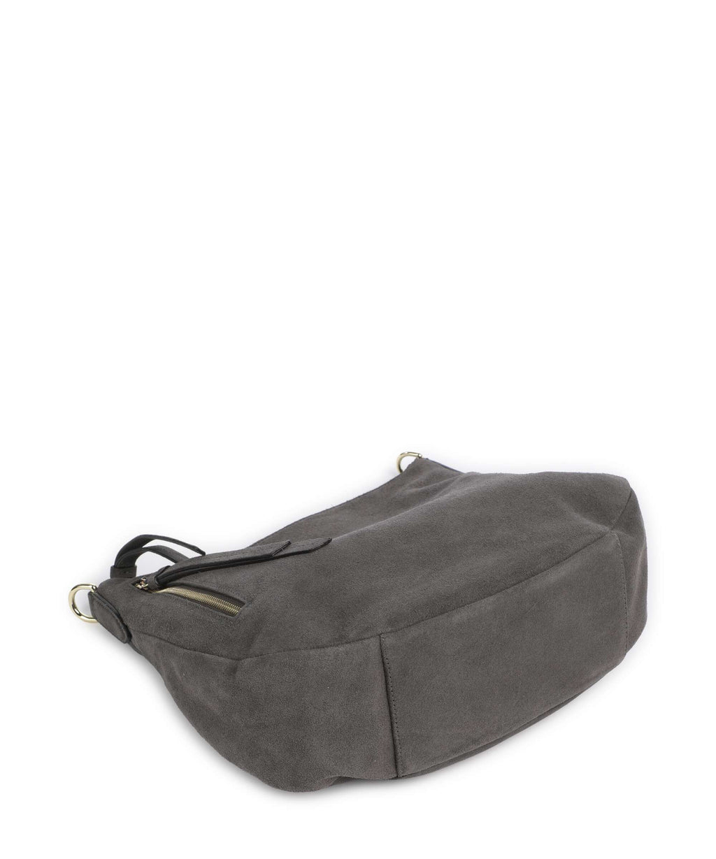 Abro Suede Juna Small Hobo bag grey