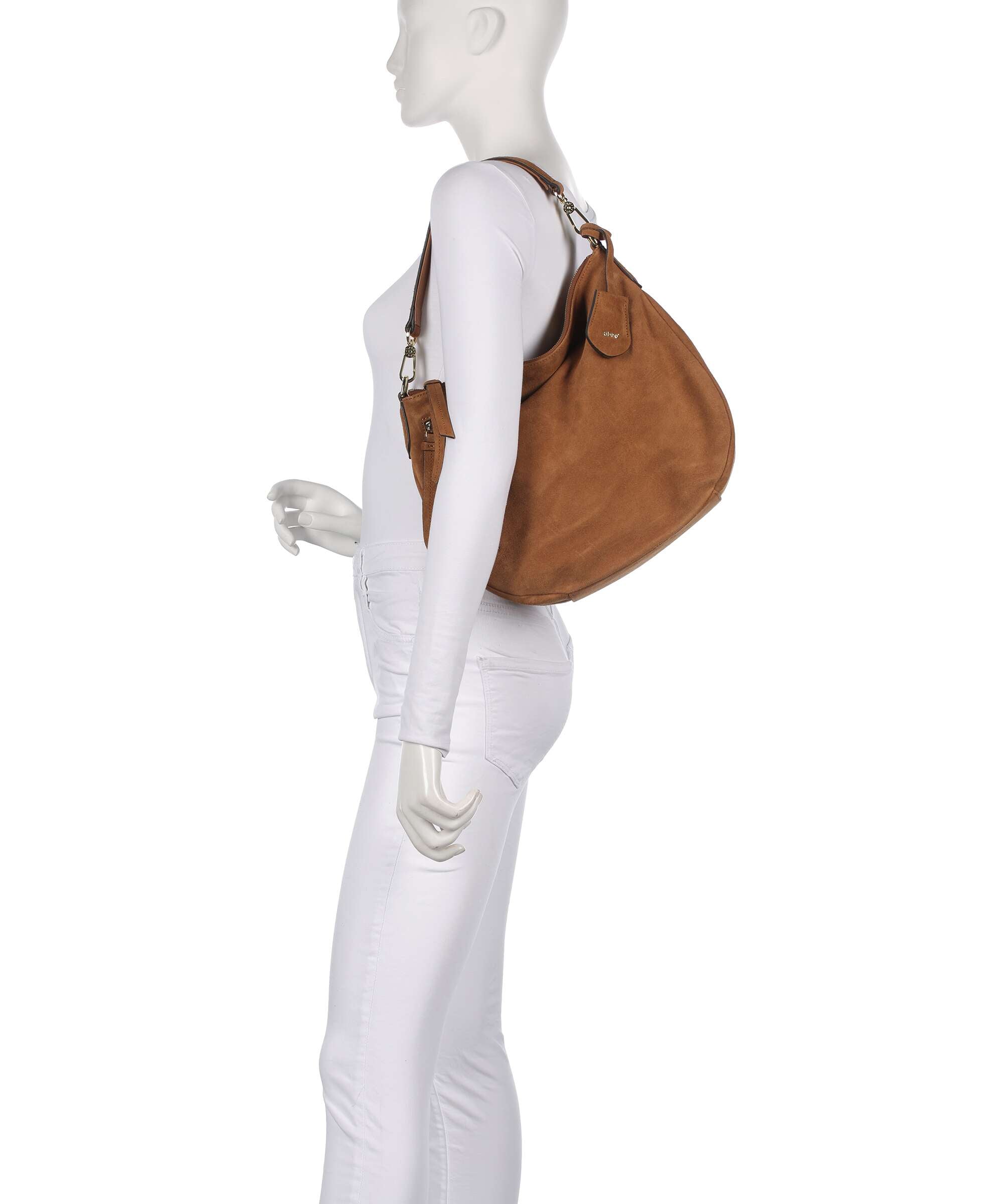 Abro Suede Juna Small Hobo bag cuoio