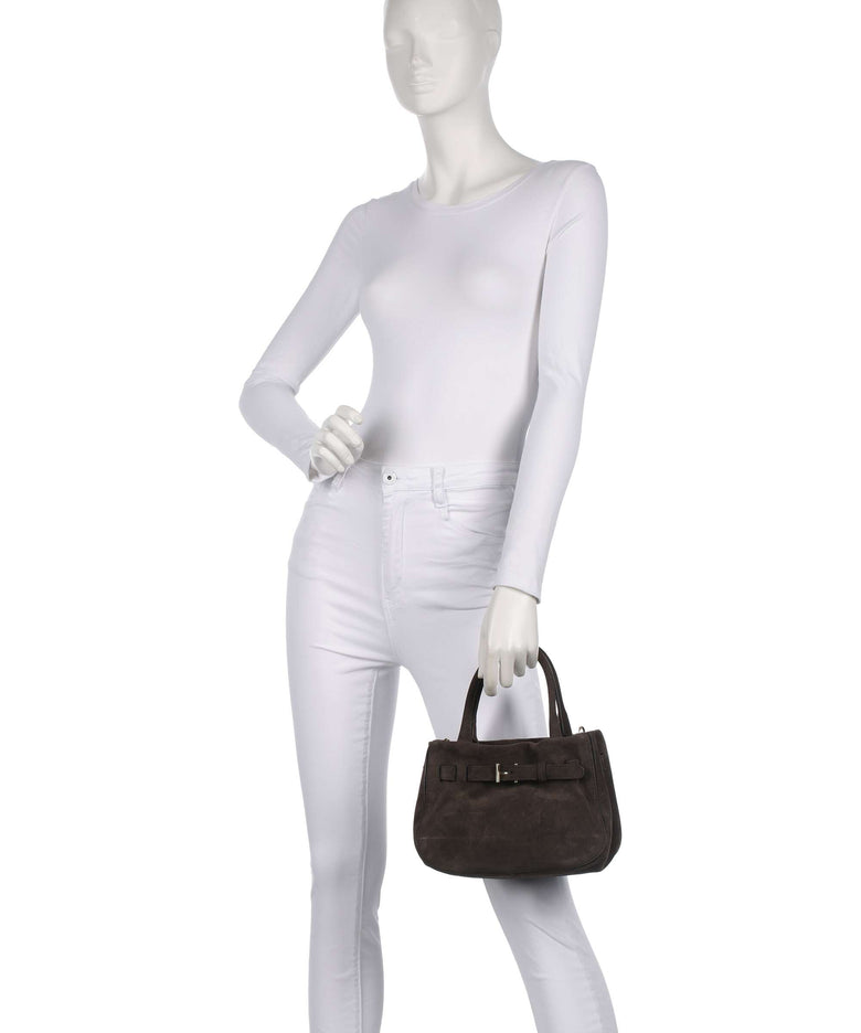 Abro Suede Jill Handbag dark brown