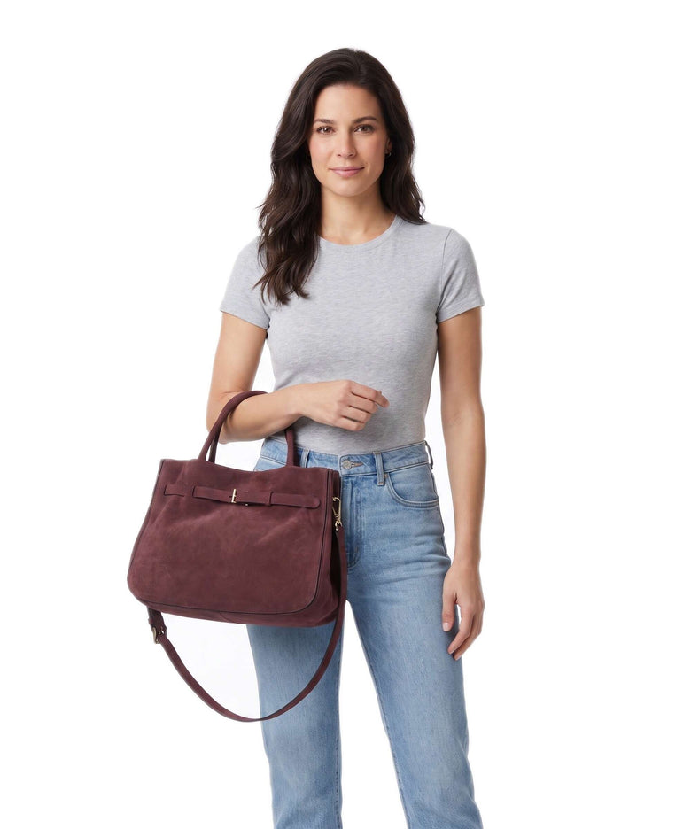 Abro Suede Jill Handbag burgundy