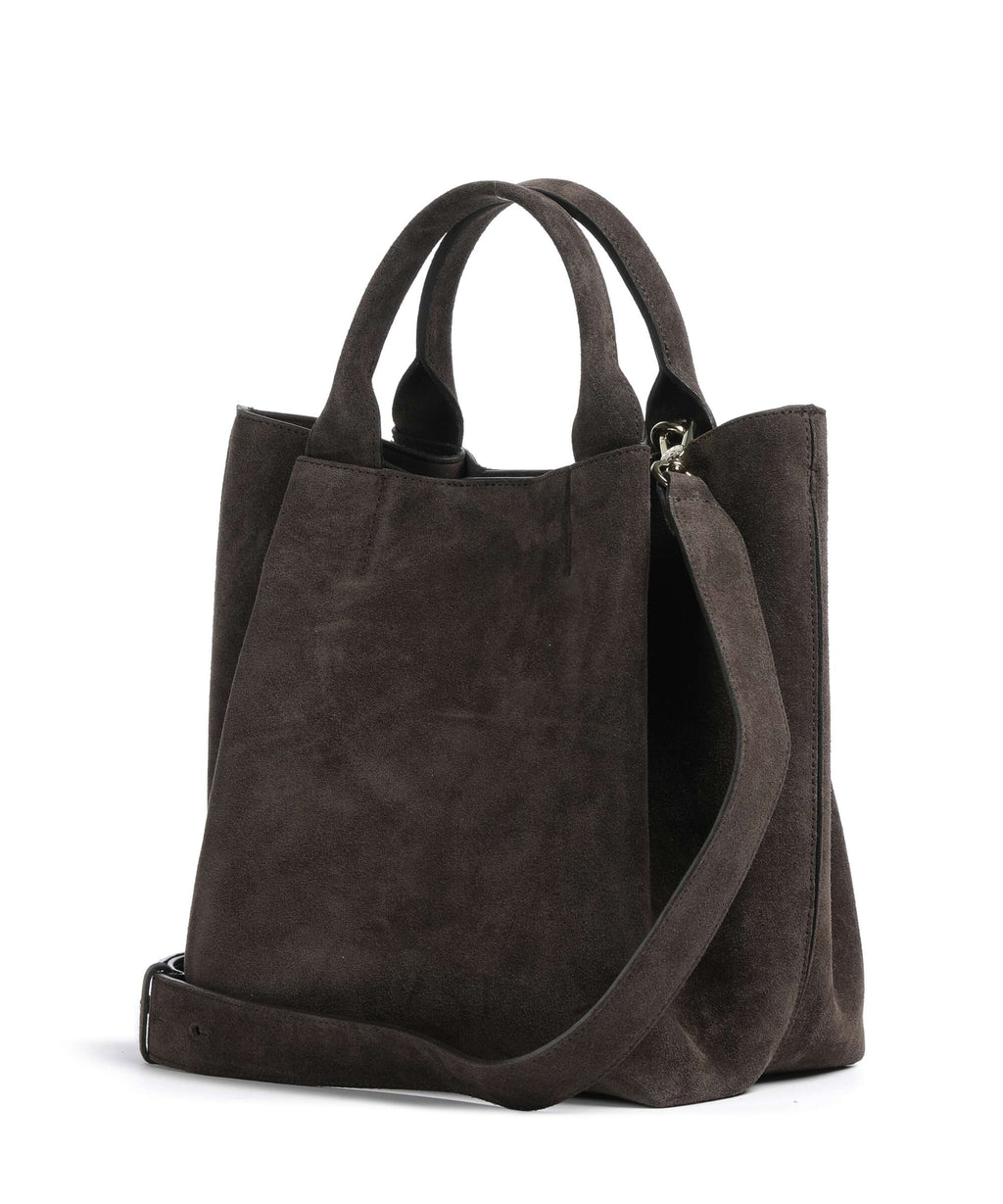 Abro Suede Essential Medium Handbag dark brown