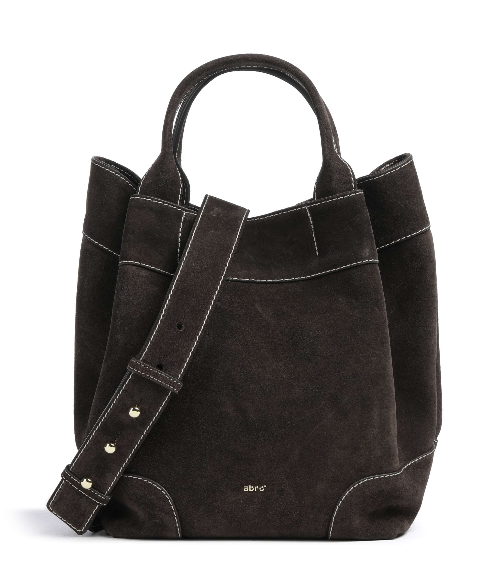 Abro Suede Essential Medium Handbag dark brown