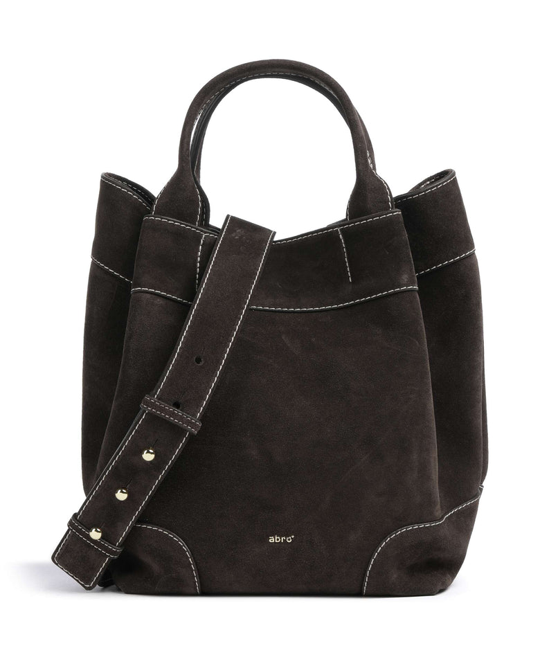 Abro Suede Essential Medium Handbag dark brown