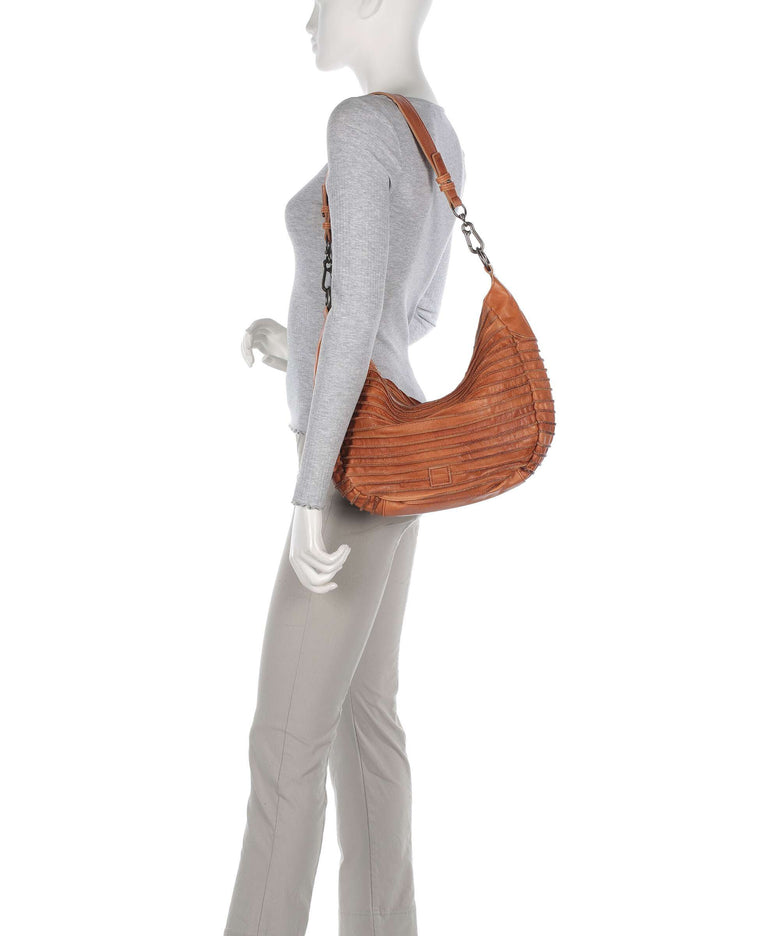 FredsBruder Riffel Flowow Hobo bag dark caramel