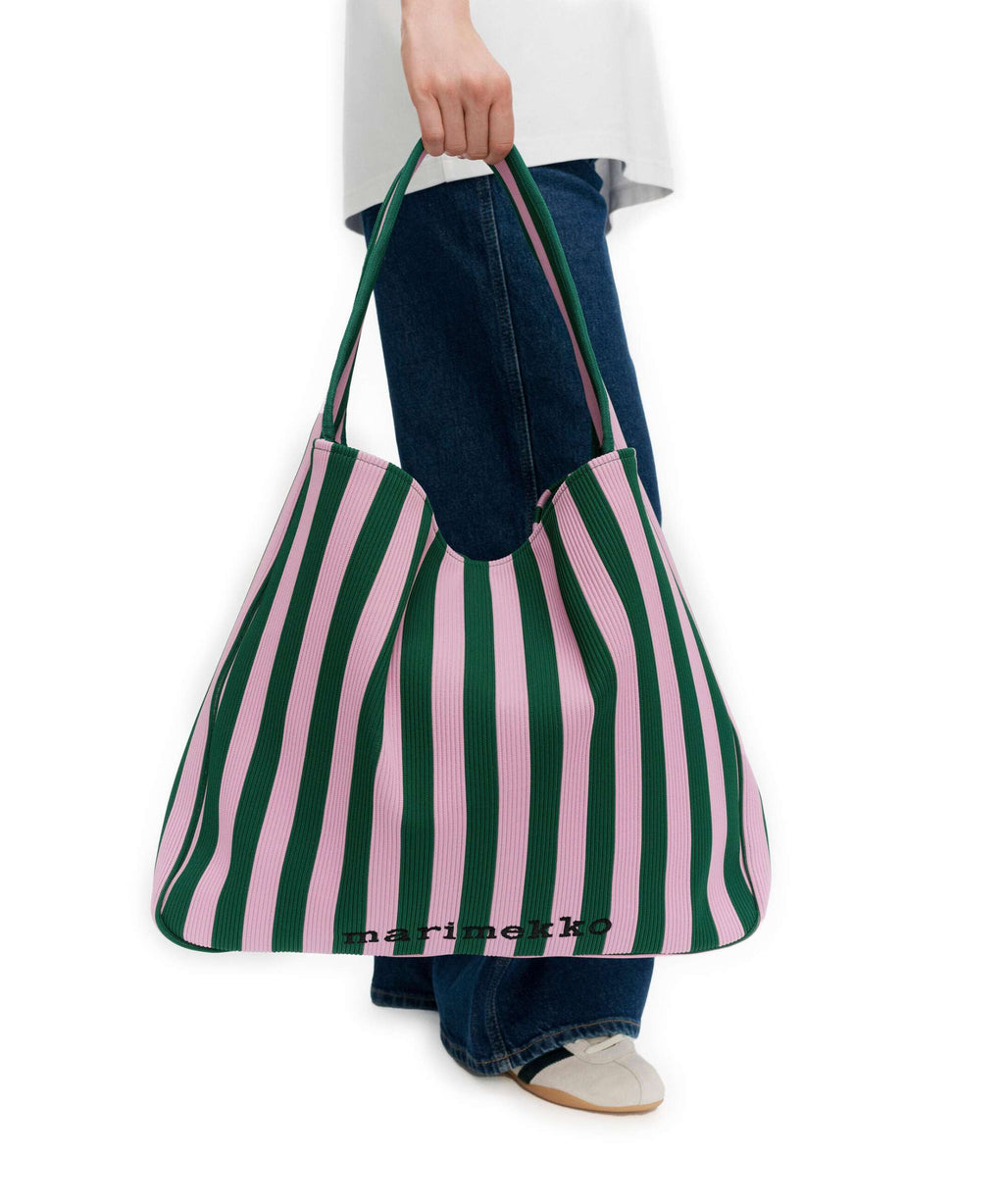 Marimekko Knitted Merirosvo Hobo bag pink/dark green