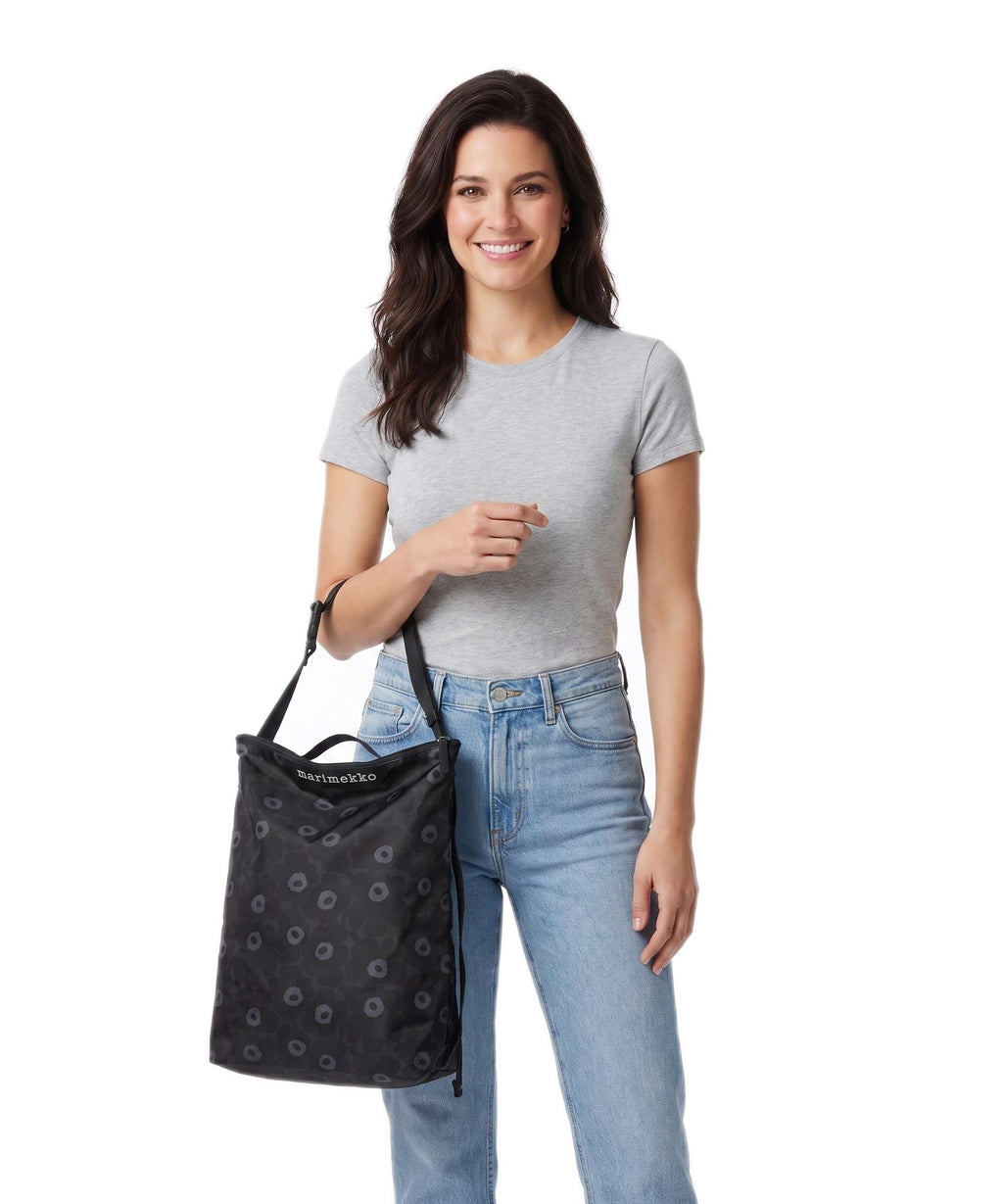 Marimekko Neat Unikko M Hobo bag black/dark grey