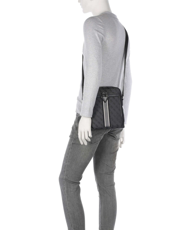 Guess Milano 4G Jacquard Stripe Crossbody bag coal/black