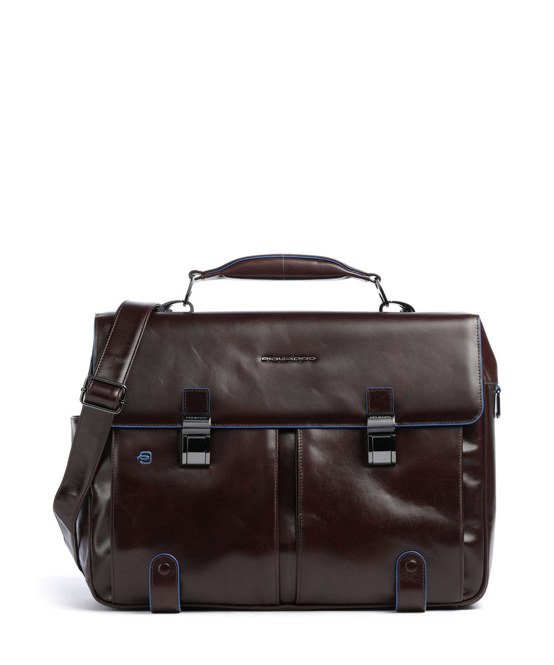 Piquadro Blue Square Briefcase mahogany