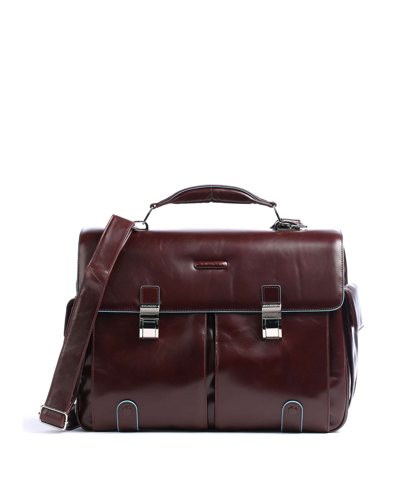 Piquadro Blue Square Briefcase mahogany