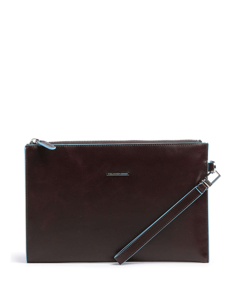 Piquadro Blue Square Wristlet mahogany