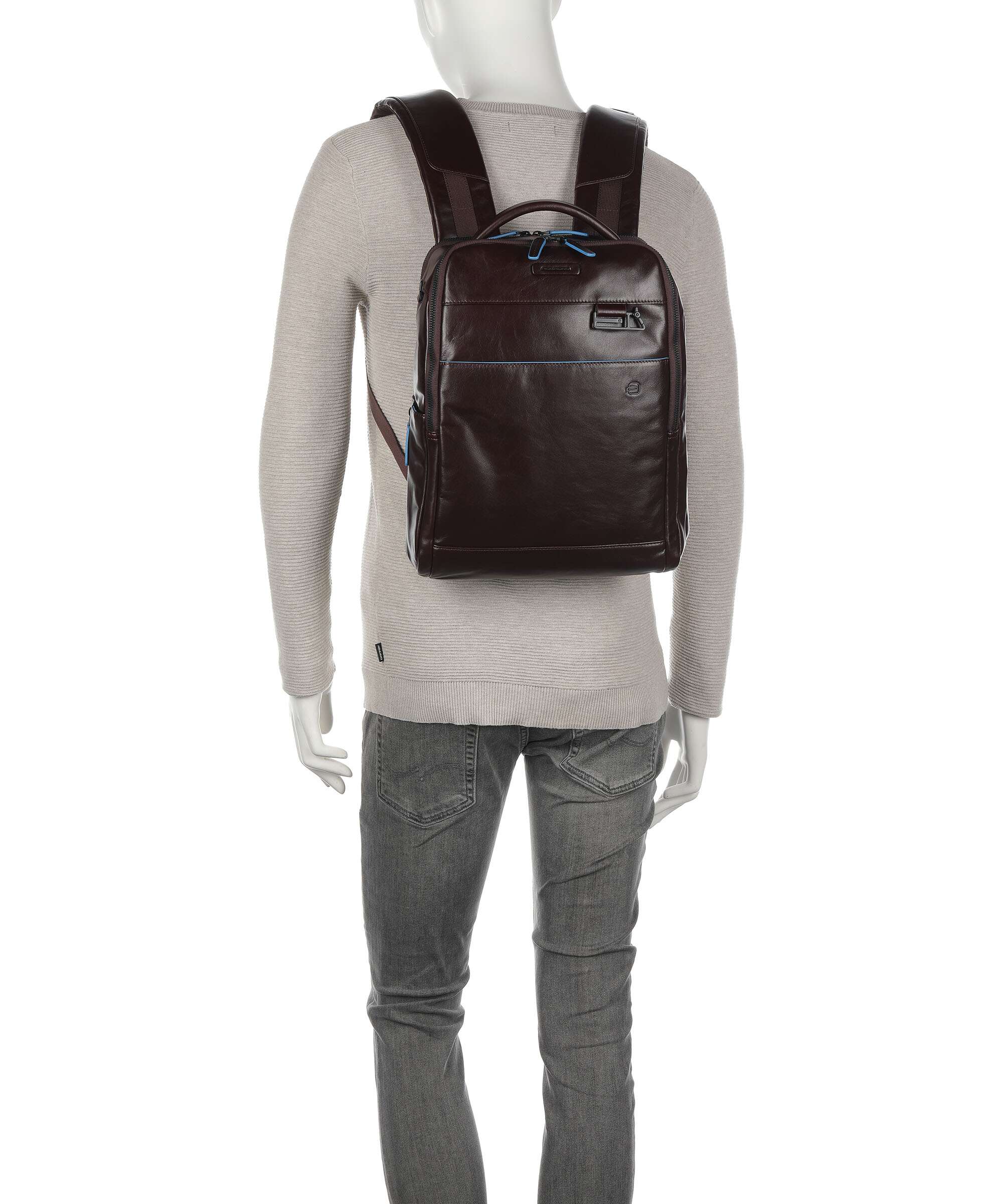 Piquadro Blue Square Revamp Laptop backpack mahogany