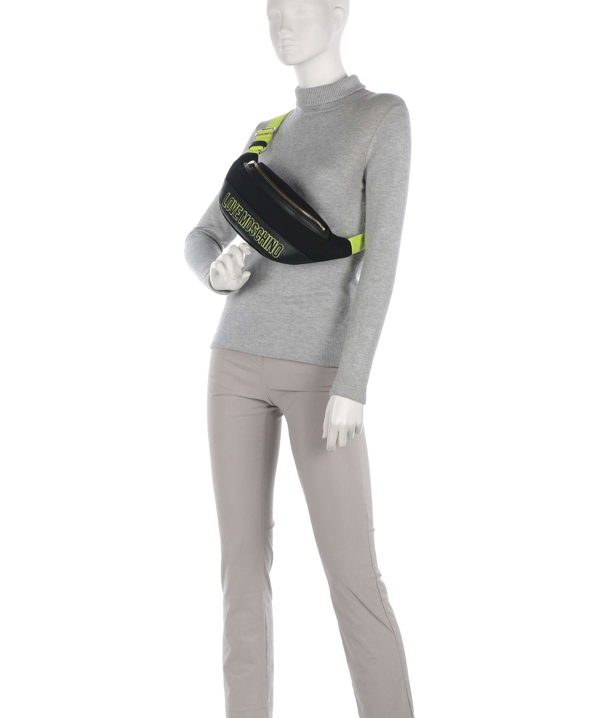 Love Moschino Free Time Belt bag nero/lime