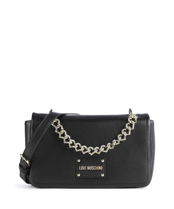 Love Moschino Strass Heart Chain Crossover väska nero