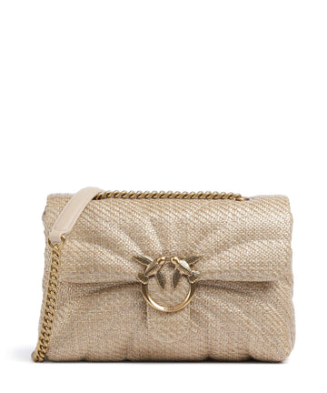 Pinko Love Puff Classic Axelremsväska beige/grigio fumo/antique gold