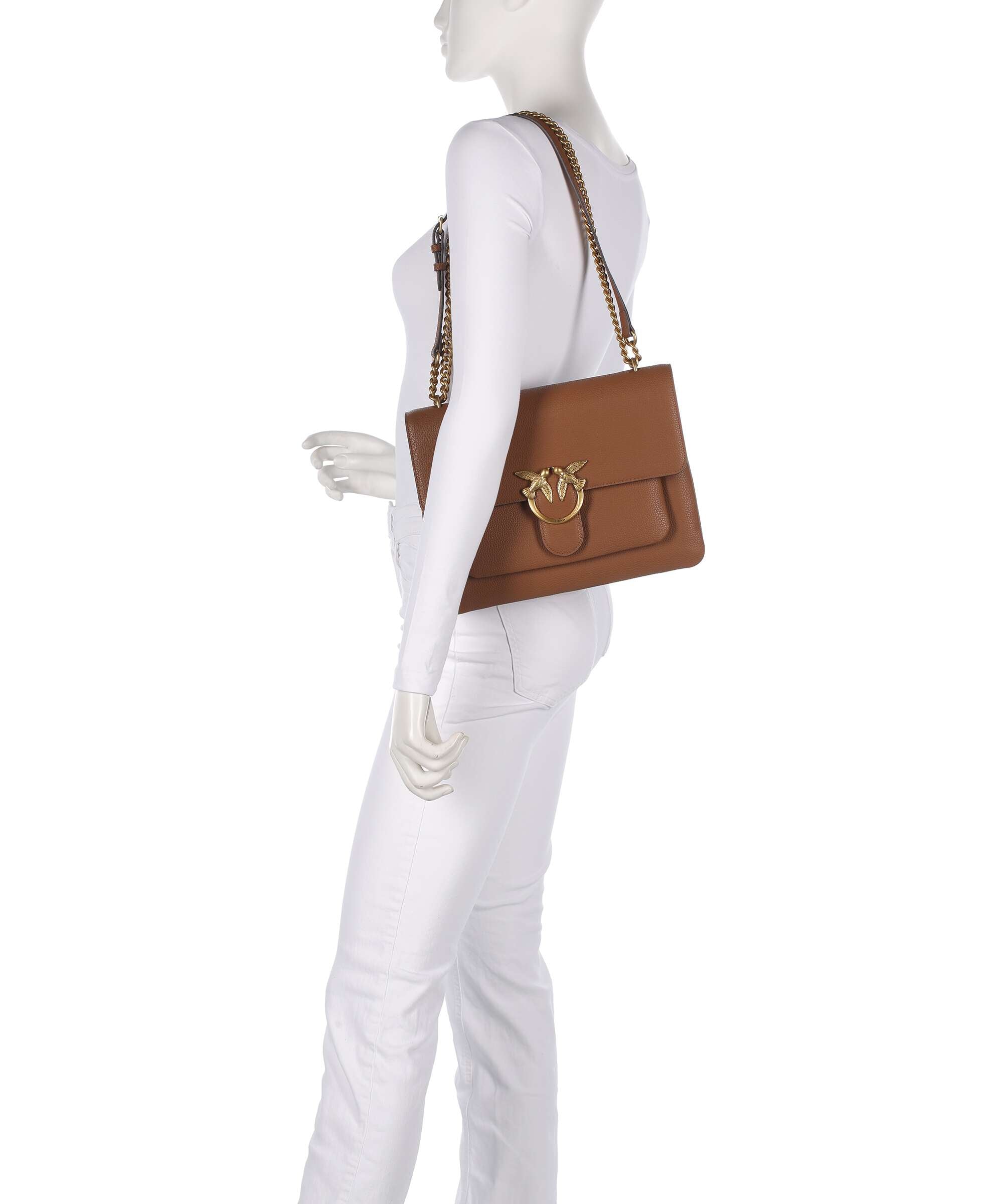 Pinko Love Soft Big Shoulder bag marrone/leone/antique gold