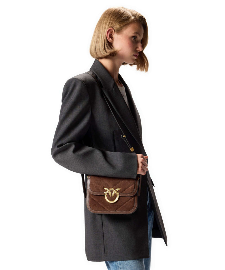 Pinko Love Box Crossbody bag marrone castano/matt gold