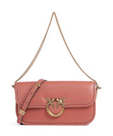 Pinko Love Box Baguette Axelremsväska marrone aragona/antique gold