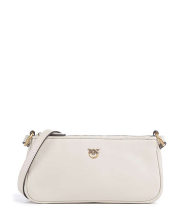 Pinko Half Moon Mini Crossover väska bianco seta/antique gold