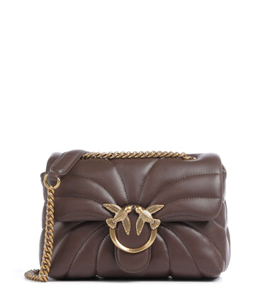 Pinko Love Puff Mini Axelremsväska marrone castano/antique gold