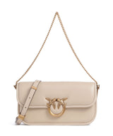 Pinko Love Box Baguette Axelremsväska beige/grigio fumo/antique gold