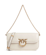 Pinko Love Box Baguette Axelremsväska bianco seta/antique gold