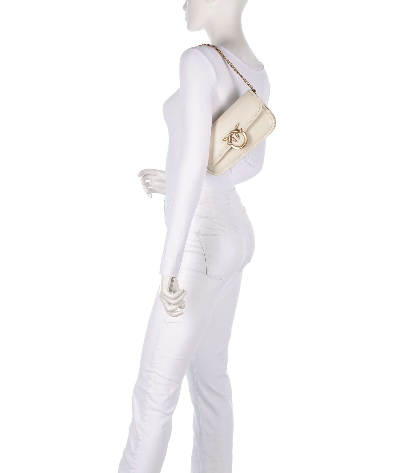 Pinko Love Box Horizontal Shoulder bag bianco seta/antique gold