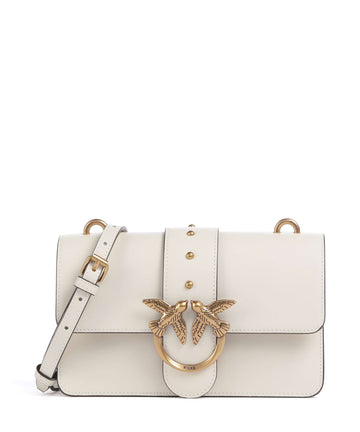 Pinko Love One Mini Crossover väska bianco seta/antique gold