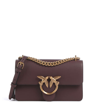 Pinko Love One Mini Axelremsväska cioccolato amaro/antique gold