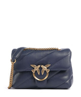 Pinko Love Puff Mini Axelremsväska blu indaco ombroso/antique gold