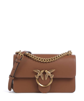 Pinko Love One Mini Axelremsväska marrone/leone/antique gold