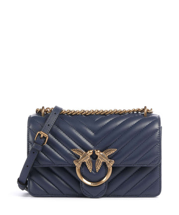 Pinko Love One Mini Axelremsväska blu indaco ombroso/antique gold