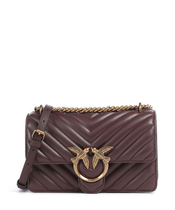 Pinko Love One Mini Axelremsväska cioccolato amaro/antique gold